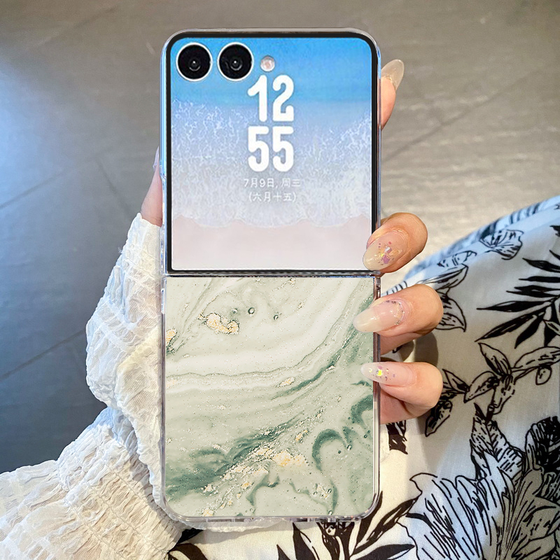 Phone Cases Z Flip 5 - Gilded Marble Pattern Phone Case For
